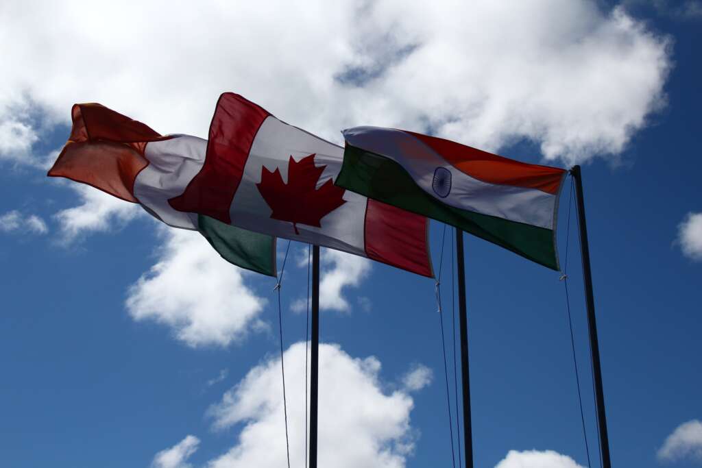 Ireland, Canada, and India's National Flag. Photo taken by Rajiv Kalsi
