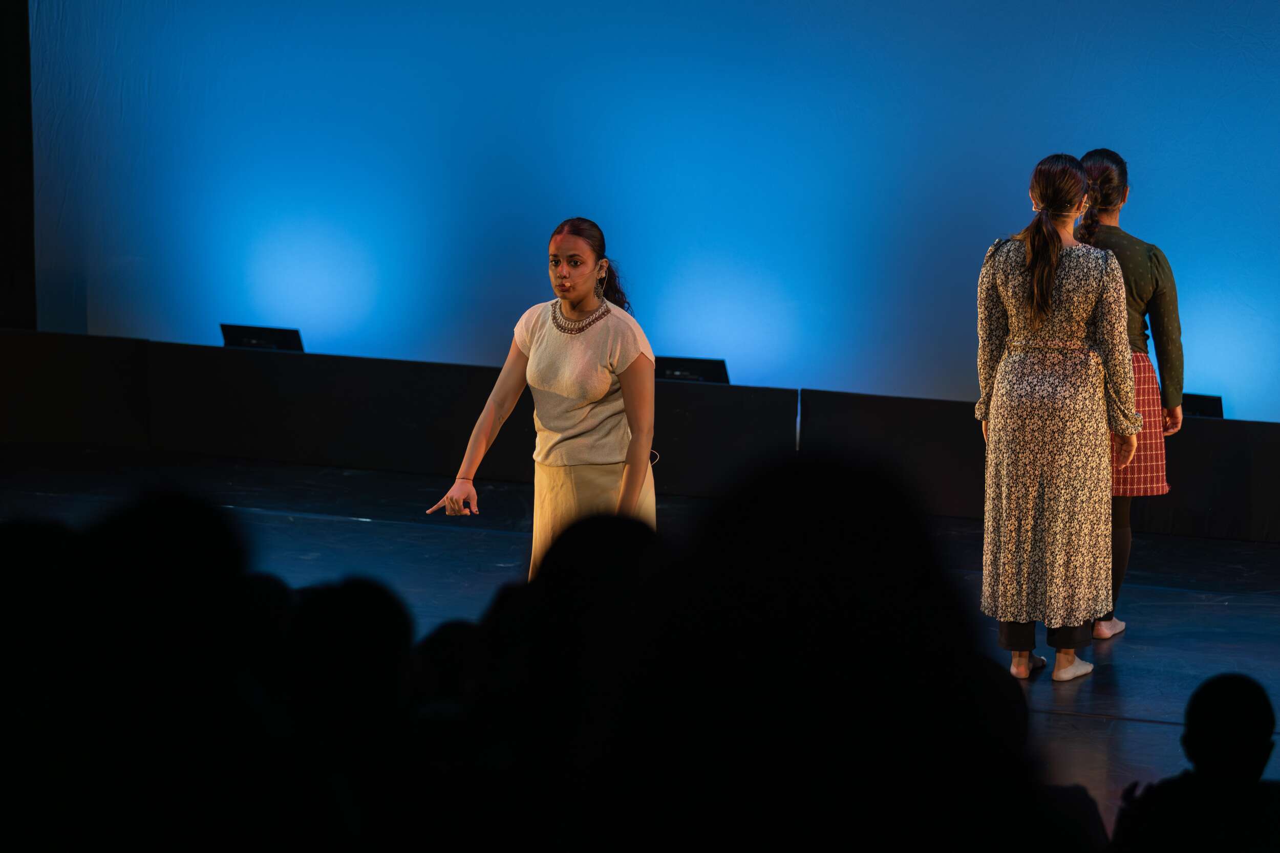 Dancers from Sampradaya Dance Creations perform a work co-directed by Suma Suresh and Lata Pada, honoring the 40th anniversary of the Air India Flight 182 tragedy.