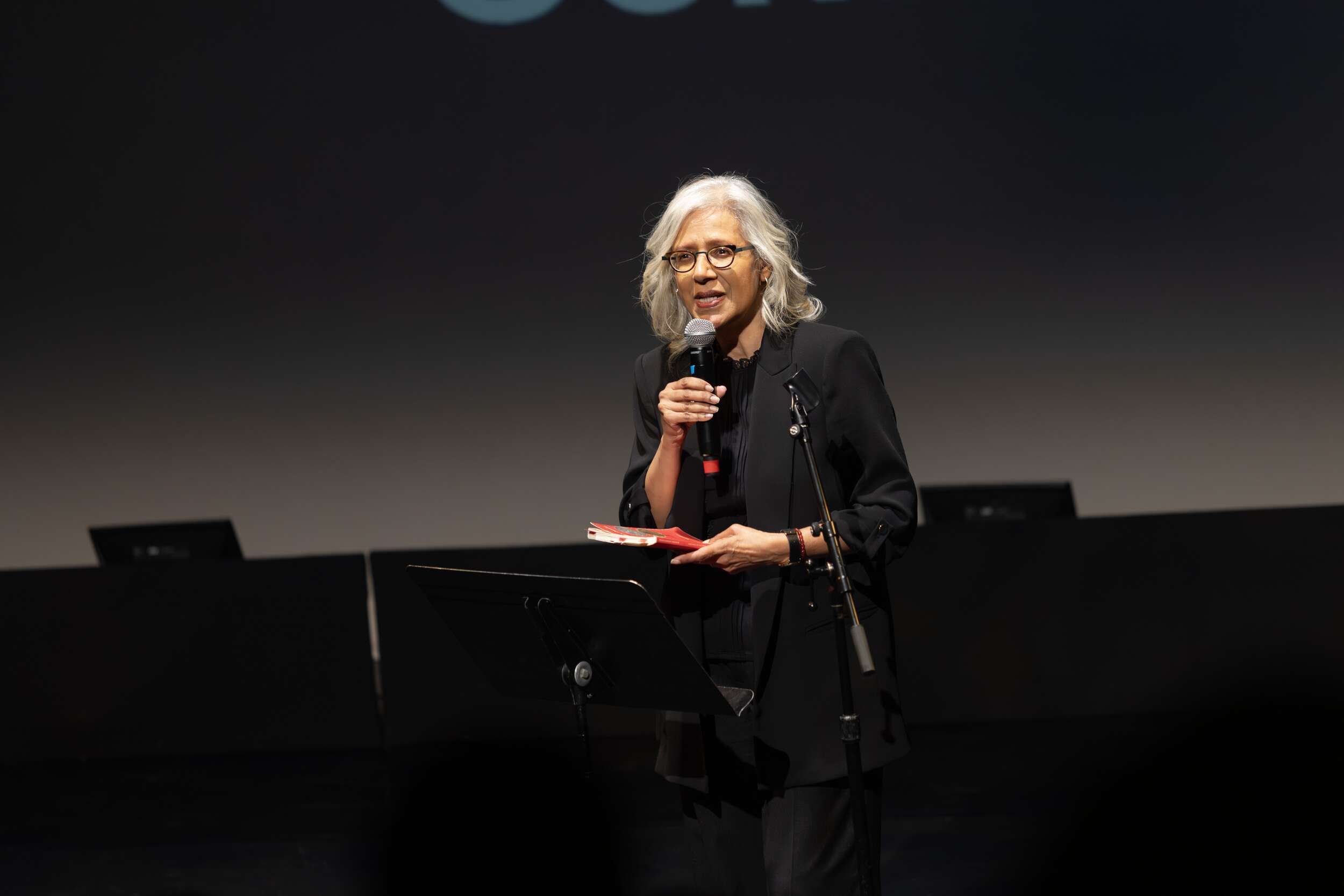 Renée Sarojini Saklikar reads an excerpt of her poetry, during Commemorating the Air India Tragedy through the Arts.