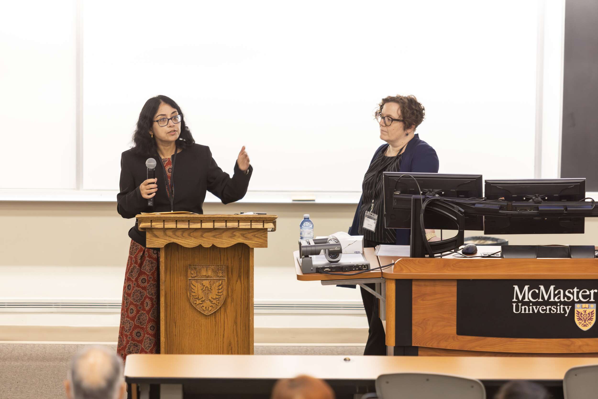 (From left to right) Chandrima Chakraborty and Amber Dean open Remembering Air India Flight 182: A 40th Anniversary Conference.