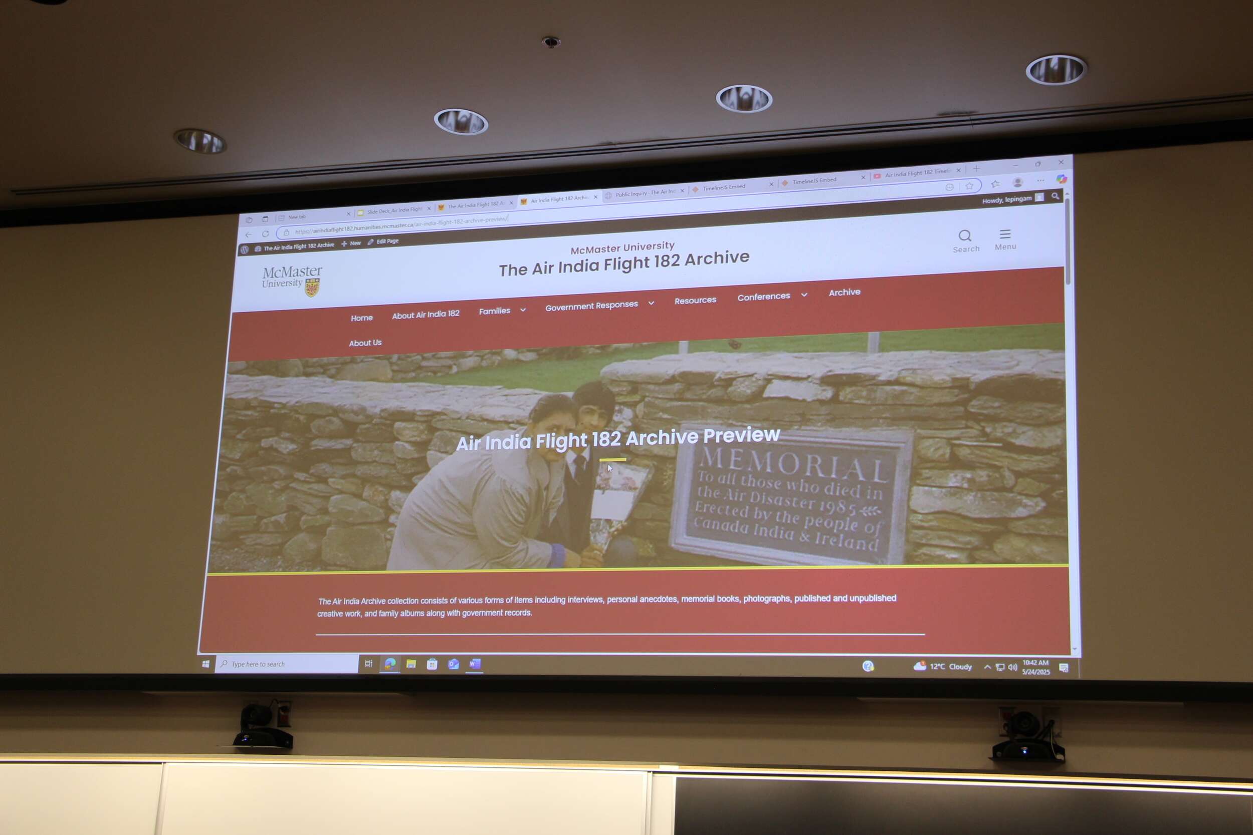 The Air India Flight 182 Archive Team share a preview of the archive during their presentation.