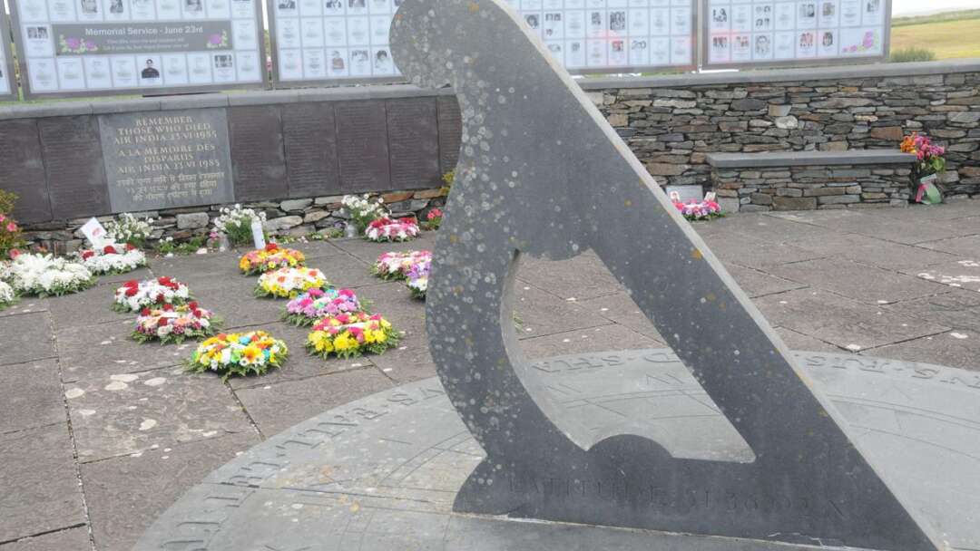 Wreaths placed in front of the Air India memorial, during the 40th Anniversary Commemorative Service, Ahakista, Ireland; June 23, 2025; photo donated by the Turlapati family