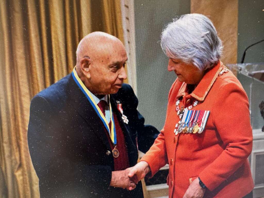 Dr. Mahesh Sharma being awarded the Order of Canada by Mary Simon, Governor General of Canada Ottawa, ON; March 19, 2026; photo by Dr. Mahesh Sharma