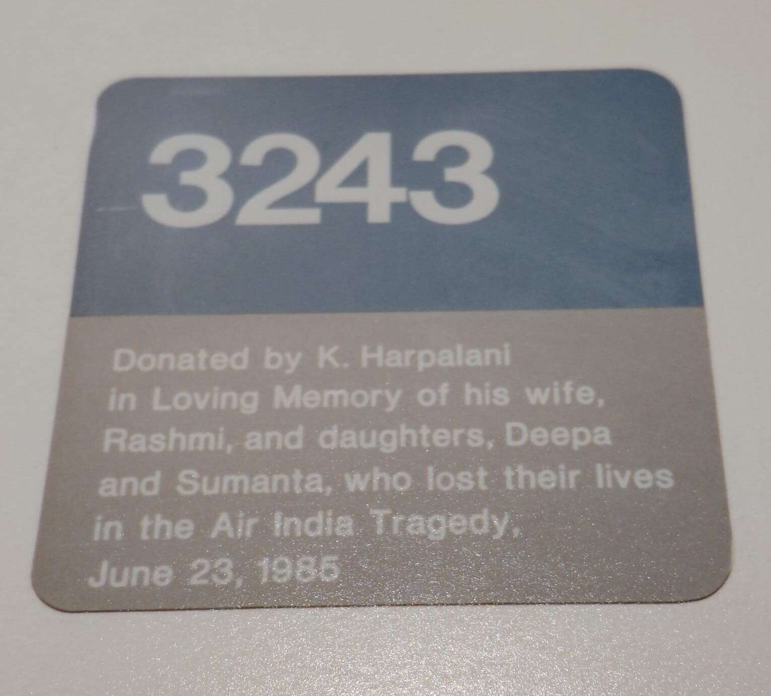 Room in Credit Valley Hospital, Missisauga, ON, donated by K. Harplanai; photo by Ramji Khandelwal